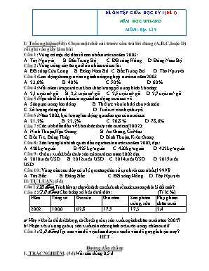 Bộ đề ôn tập giữa học kì 1 Địa lí Lớp 9 - Năm học 2022-2023 (Có hướng dẫn chấm)